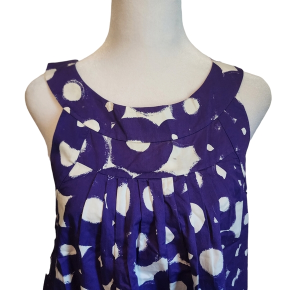EUC Theory Purple & White Geometric Circles Halter Style Top - Picture 2 of 10